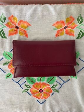 Vintage German Burgundy Leather Travel Wallet